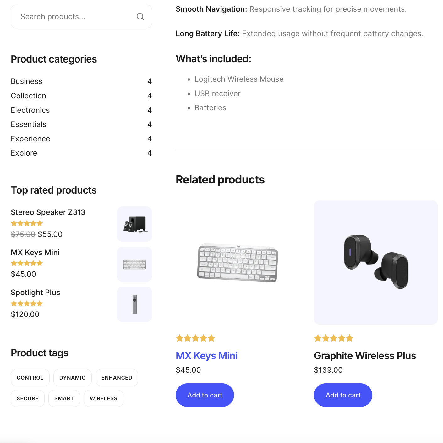 Intucart recommended products screenshot